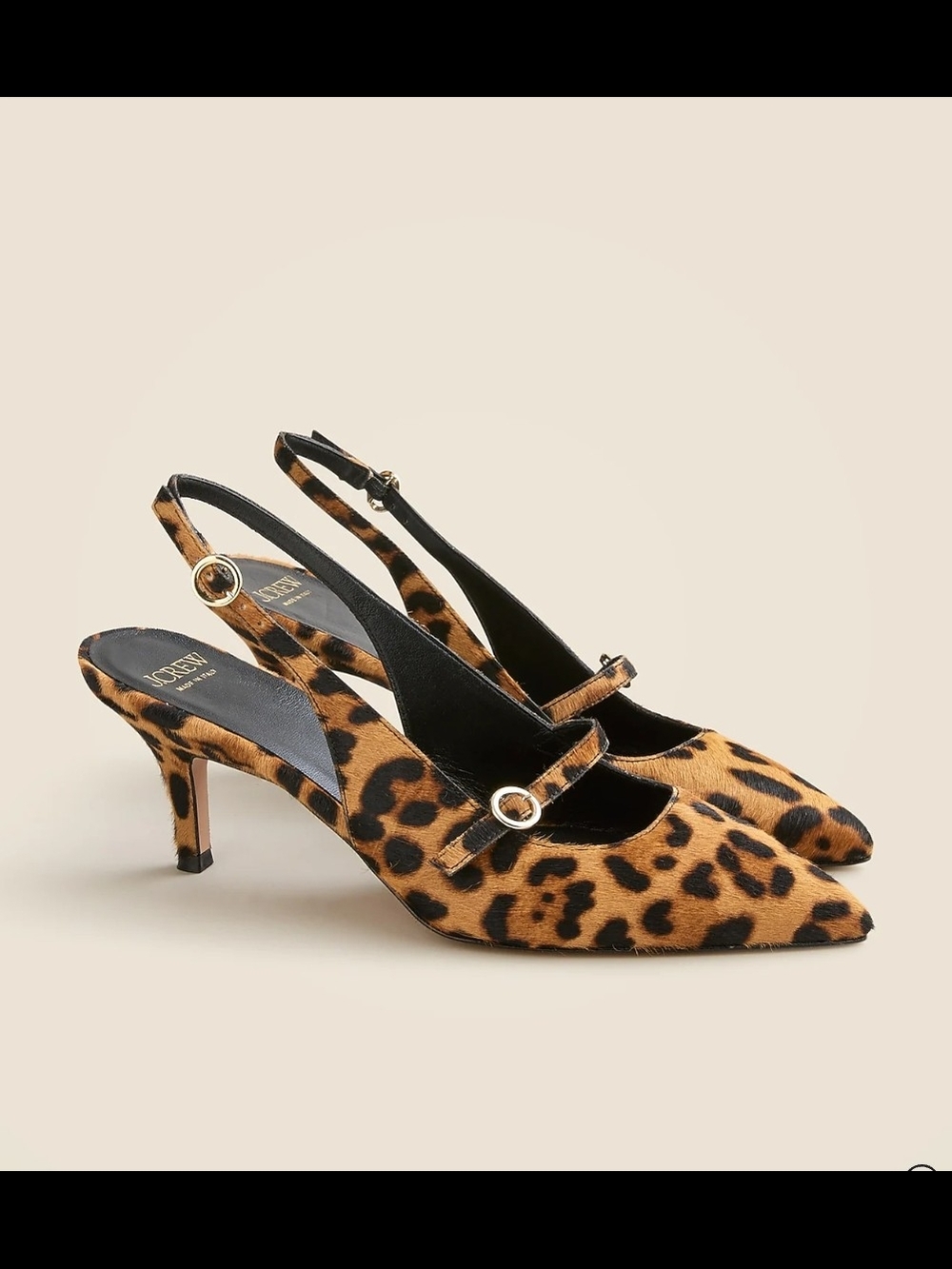 Made-in-Italy Colette buckle slingback pumps in leopard-print calf hair
